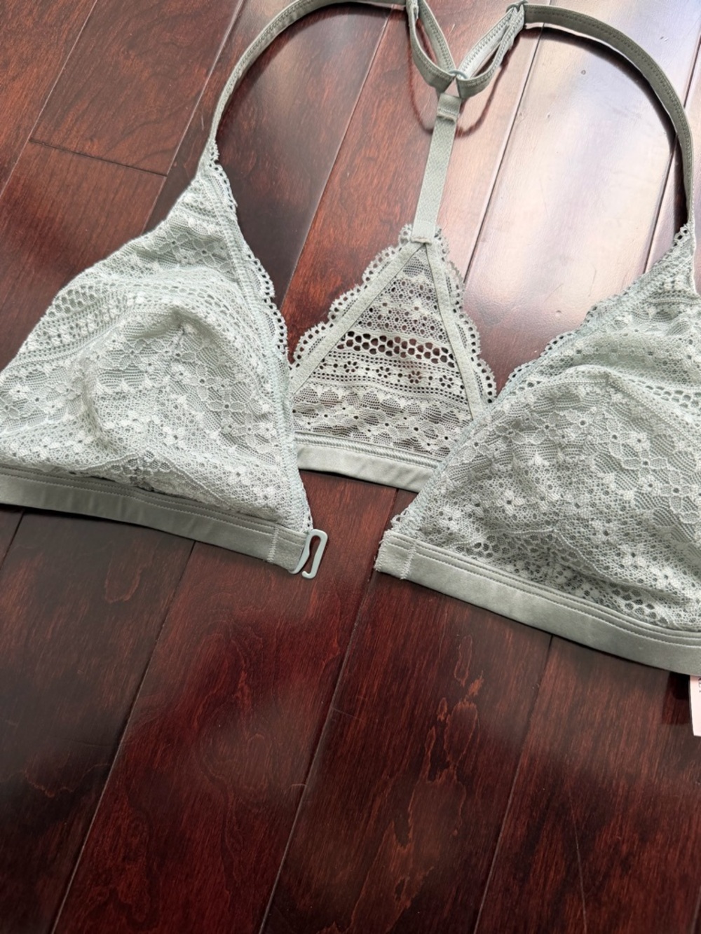 Victoria's Secret Women's Lace Bralette Size L Front Closure Green Bra Lingerie - Picture 3 of 9